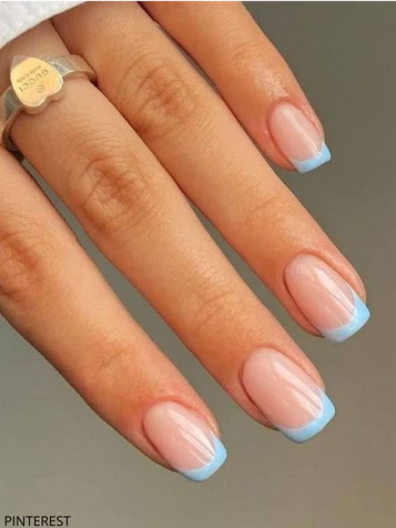 Blue Press Short French Tip