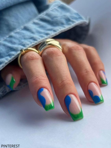 Green Tips with Blue Swirl