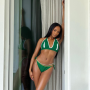 Temi Otedola in a Green Crochet Bikini