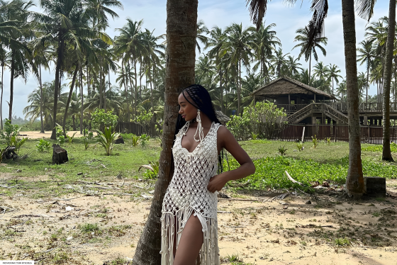 Temi Otedola Rocks A Bikini Embelished With Cowrie Shells