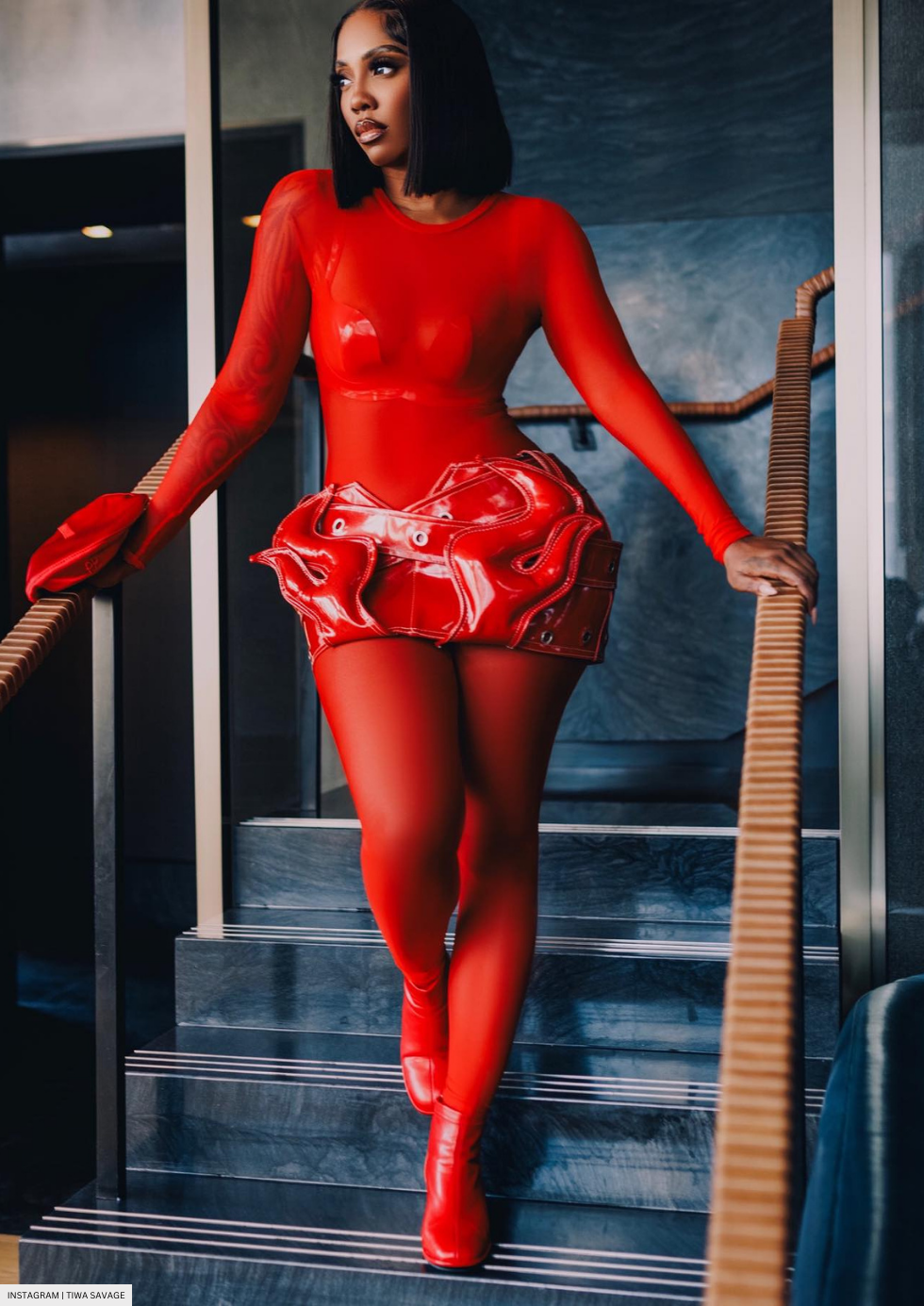 Tiwa’s all red outfit