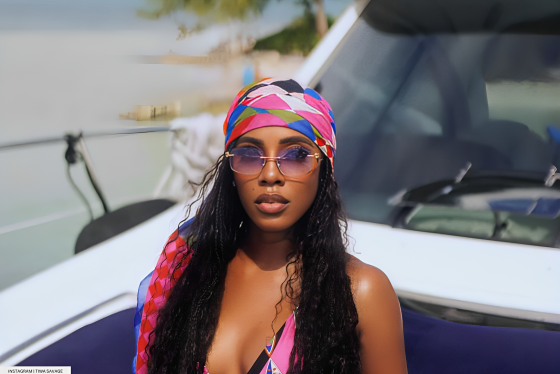 Tiwa Savage Pairs Her Swim Wear With Heels!