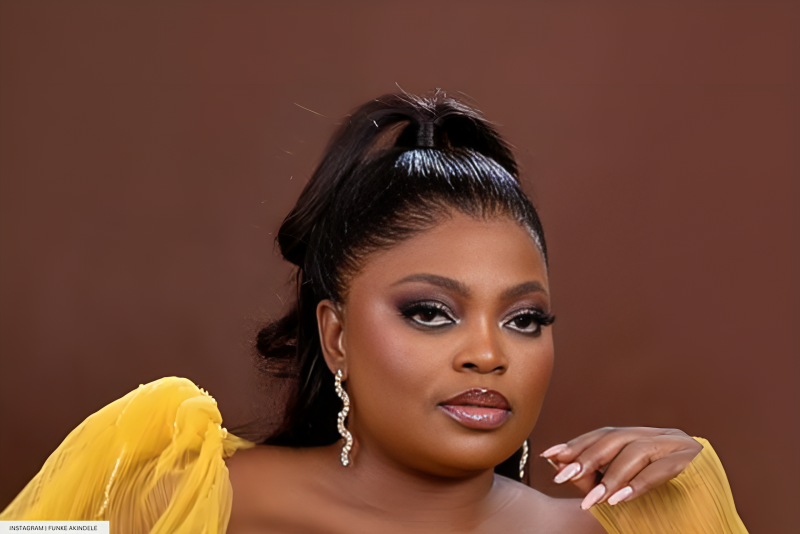 Funke Akindele Stuns In A Yellow Corset Dress