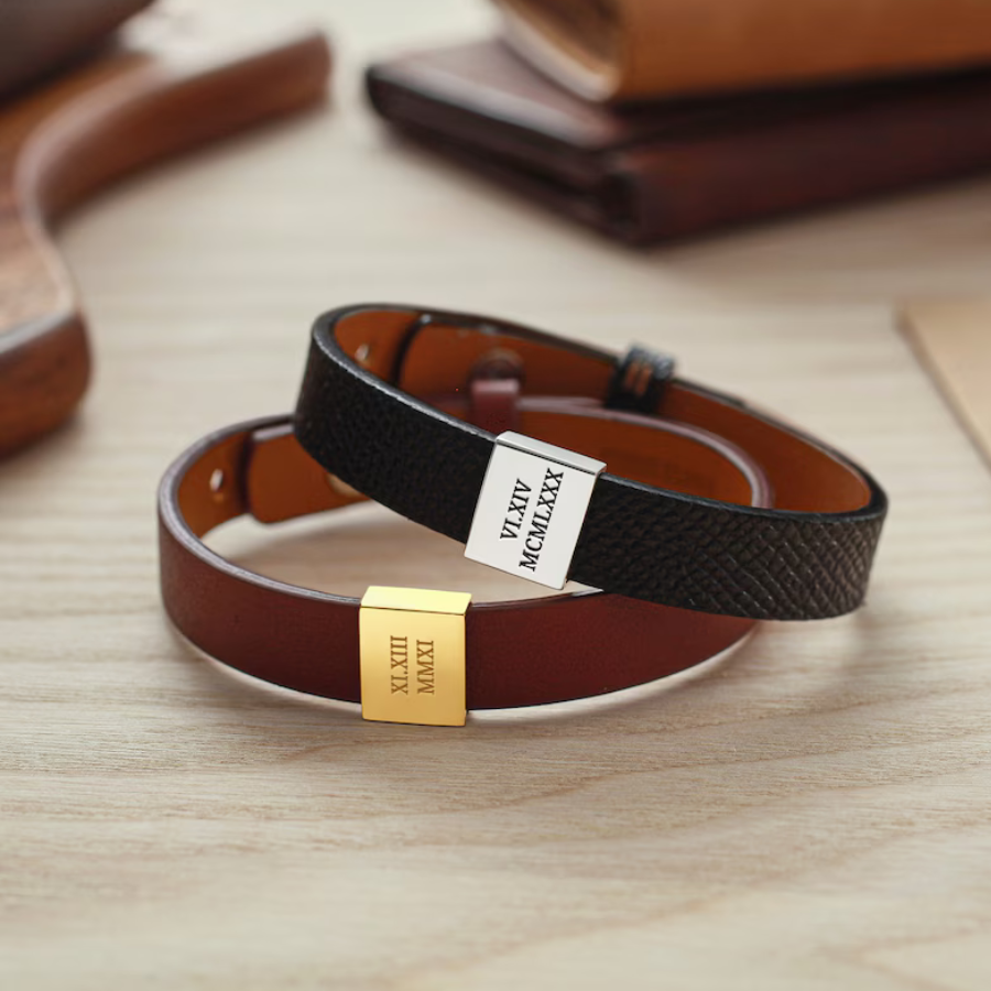 Scriptleather Personalized Anniversary Date Bracelet