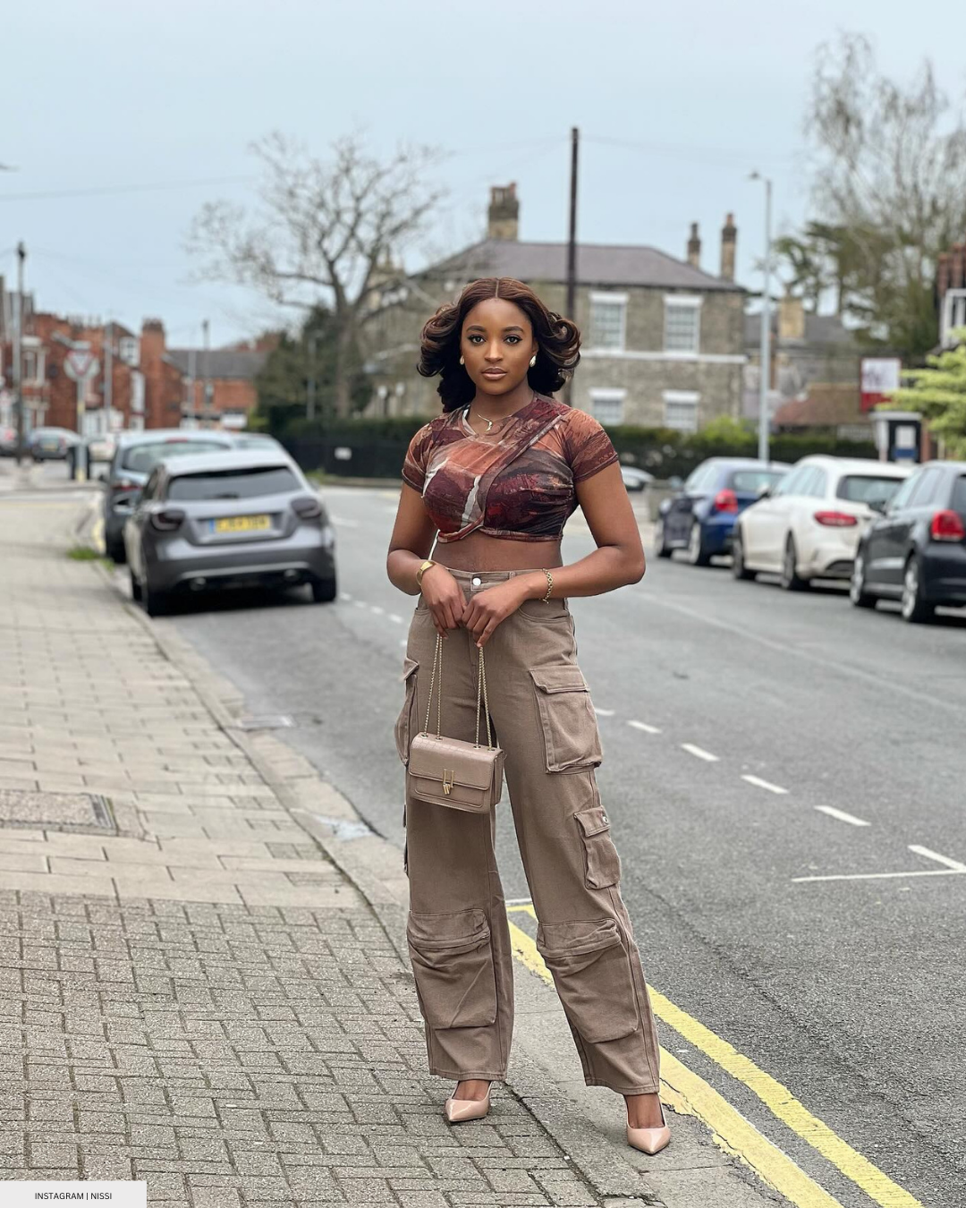 Odili Nna Poses in a Cropped Top and Cargo Pants