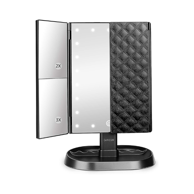 Deweisn Trifold Lighted Vanity Makeup Mirror