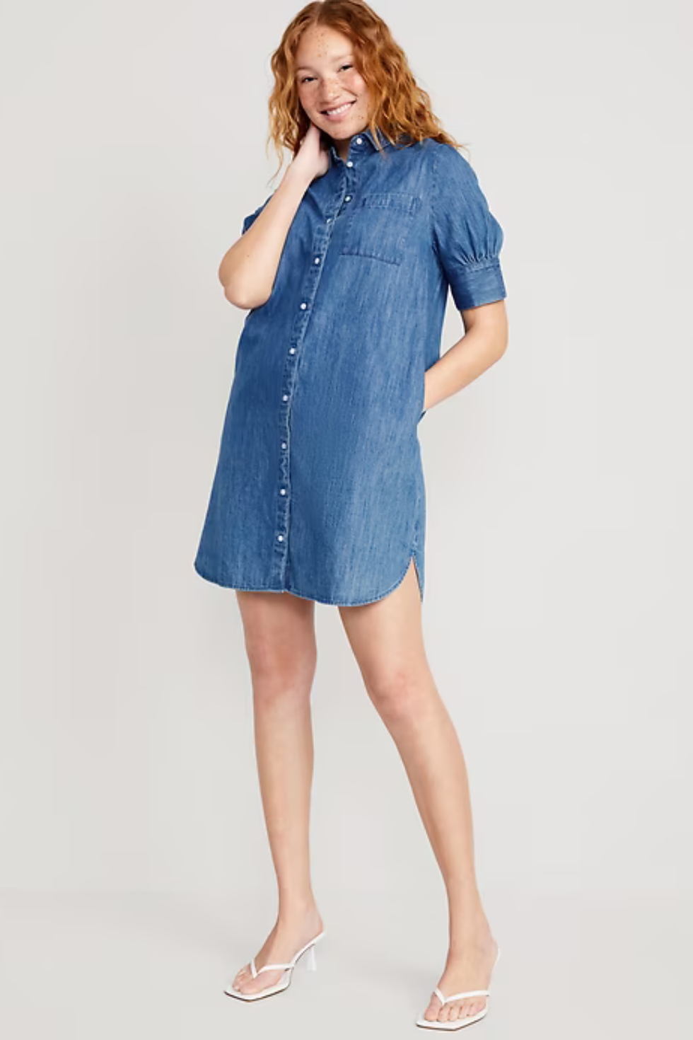 Short-Sleeve Jean Shirt Dress