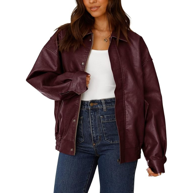 Pretty Garden Faux Leather Motorcycle Jacket