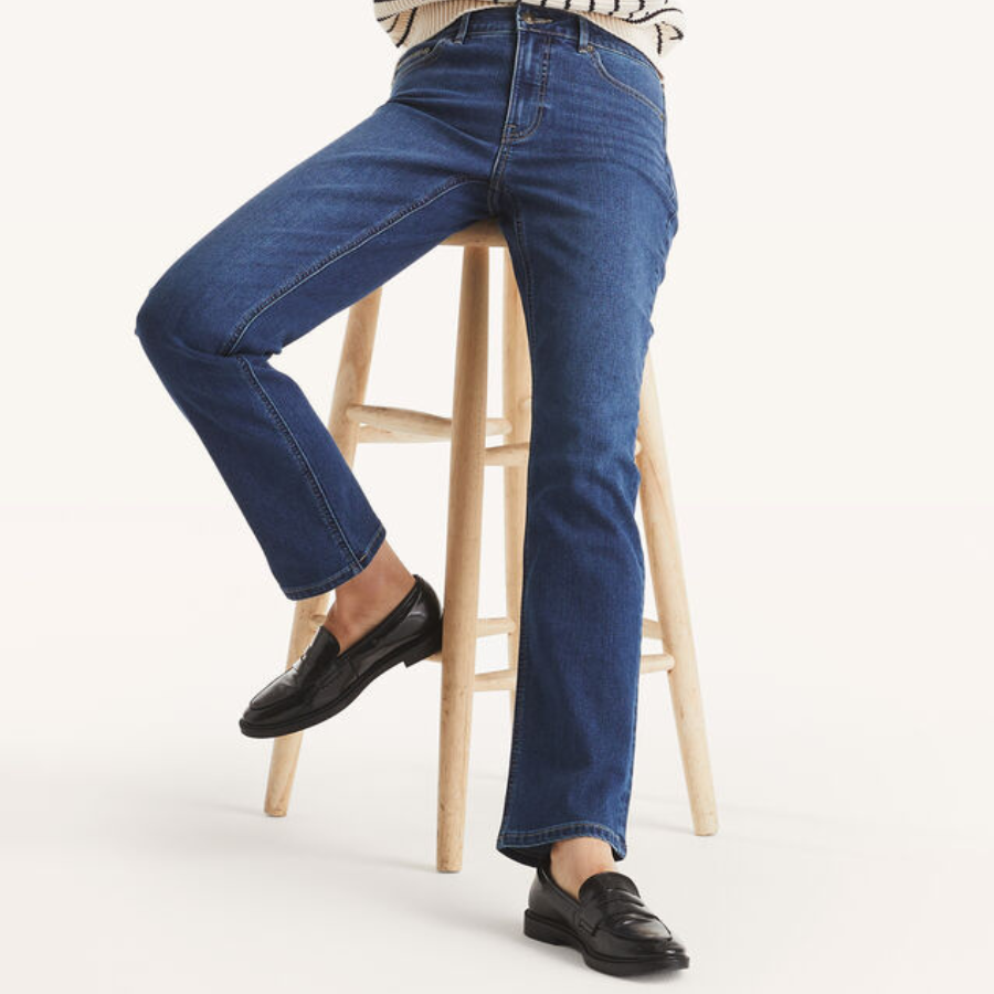 mid-rise straight denim