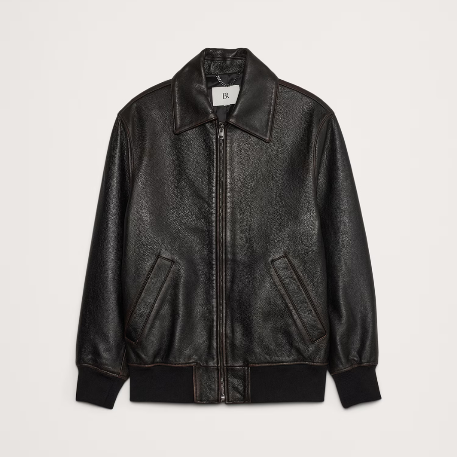 Oversized Leather Bomber Jacket