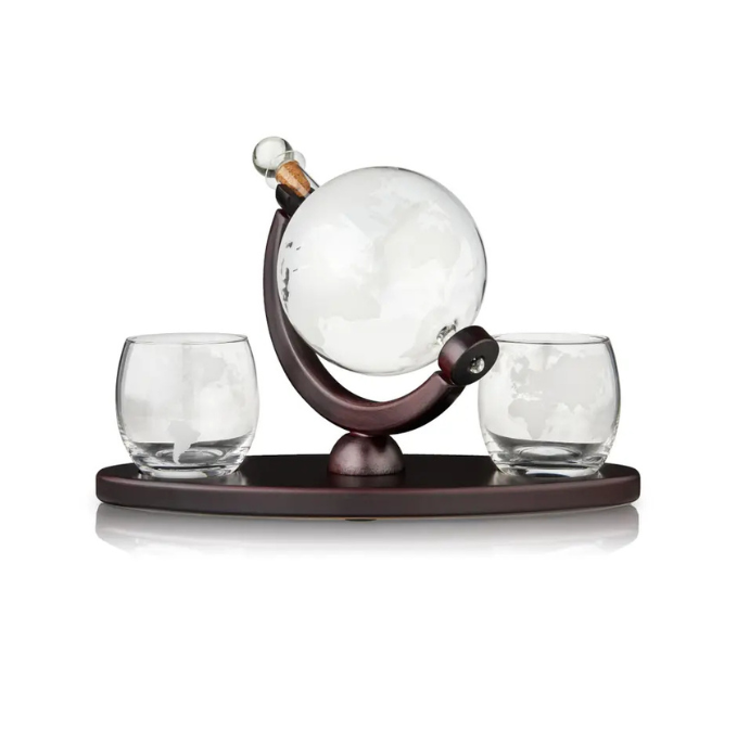 Globe Decanter & Whiskey Tumblers Set of 3
