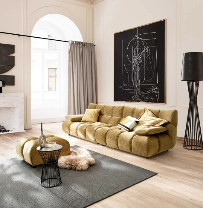Textured Fabric 4 Seater Sofa