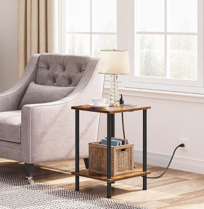 Side Table with Charging Station