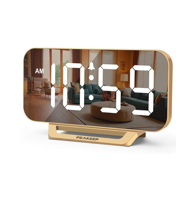 Slim Digital Mirror Aesthetic Alarm Clock