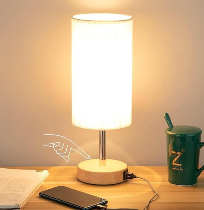 Bedside Table Lamp with USB Port
