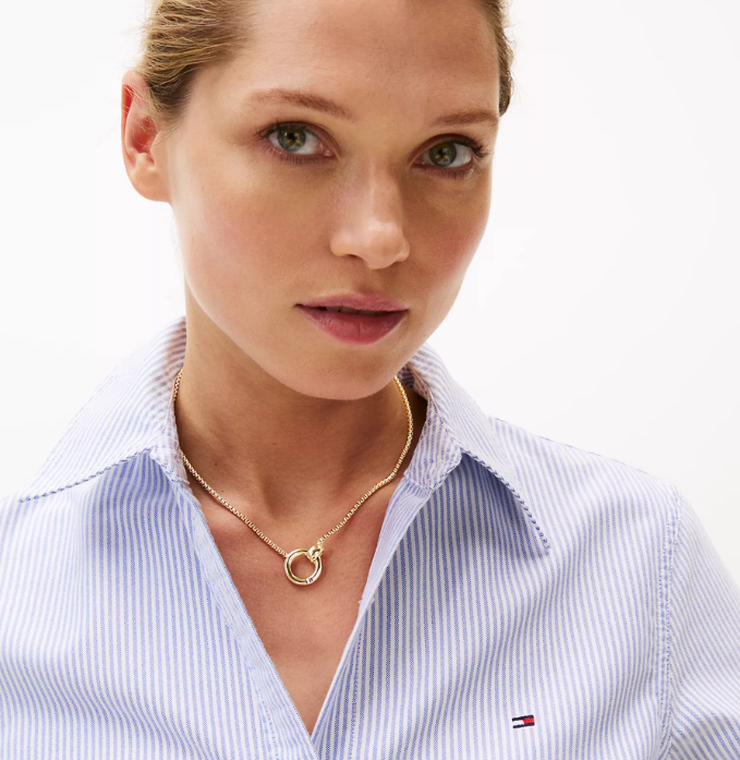 Signature Stripe Circle Logo Necklace