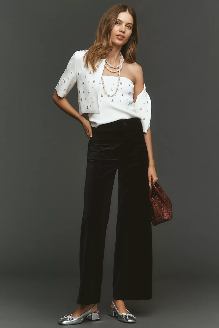 Maeve The Colette Full-Length Velvet Pants by Maeve