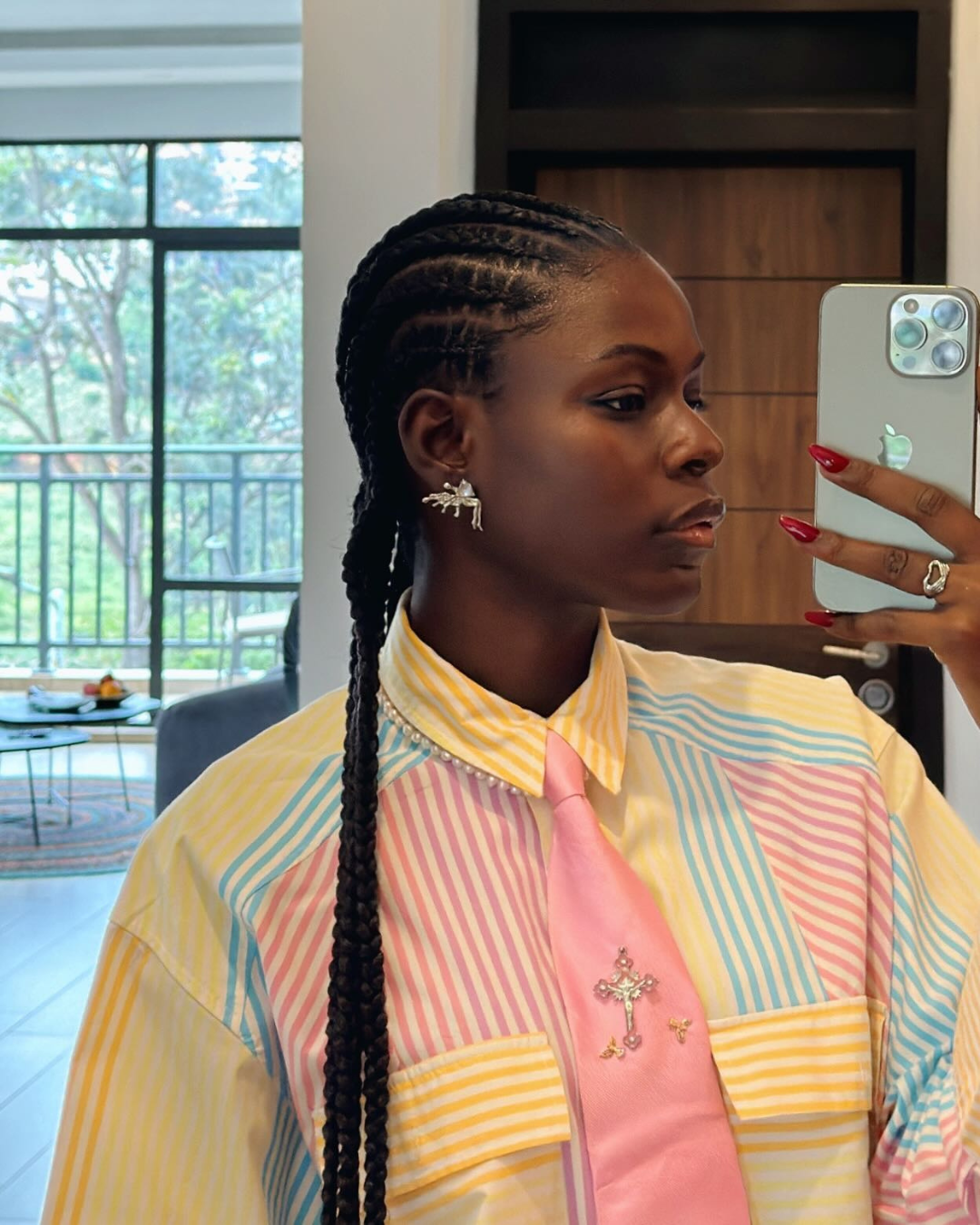 Straight-Back Cornrow Ponytail