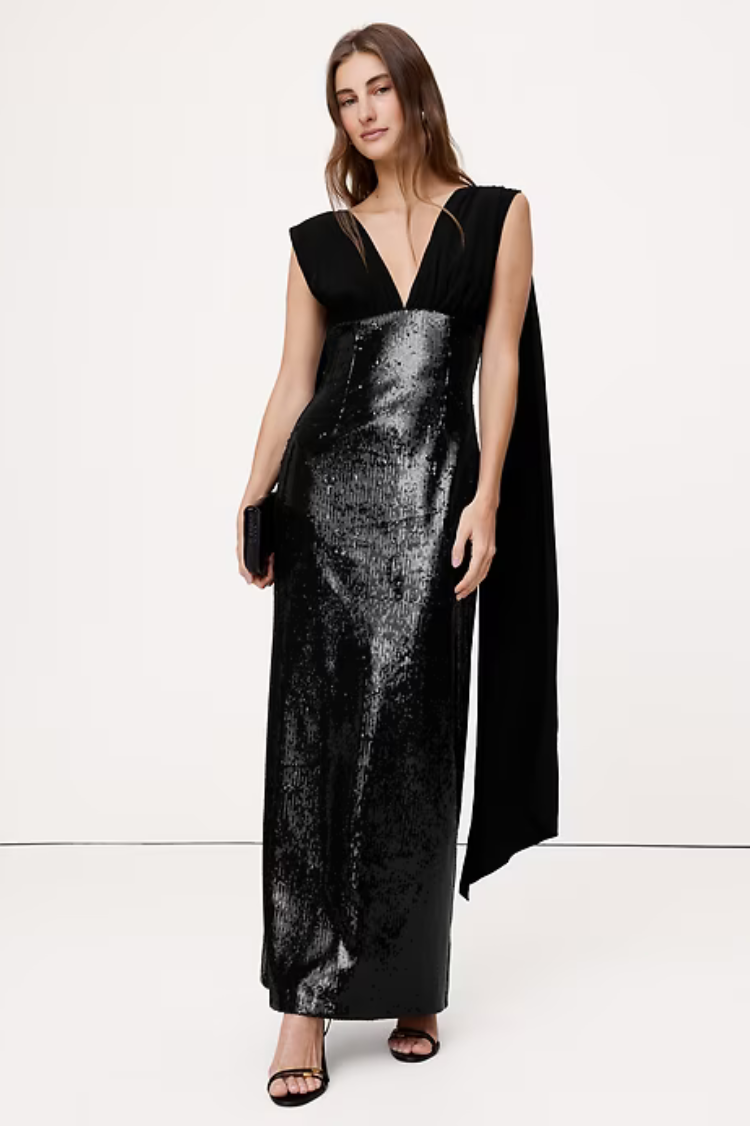 Sequin & Georgette Maxi Dress