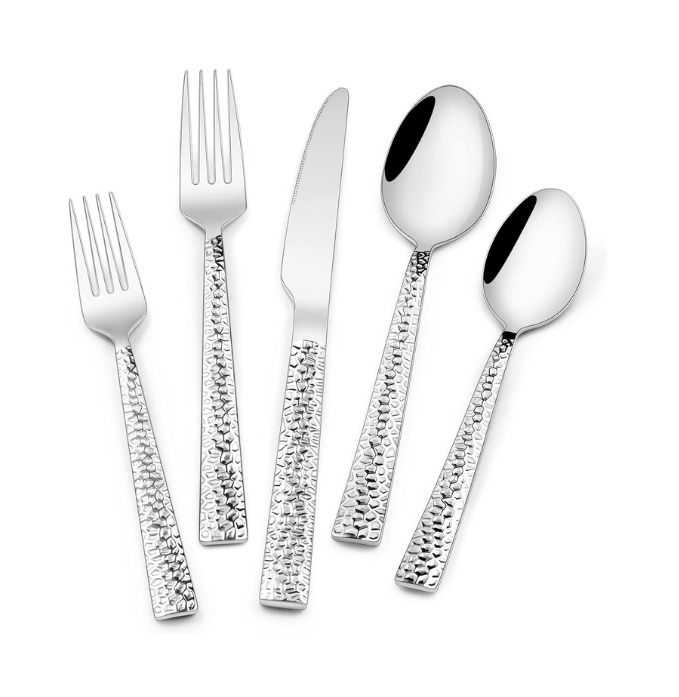 Hammered Silverware Set