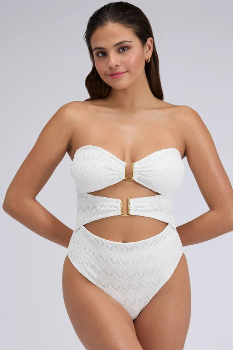 Adria Textured Bandeu Swimsuit