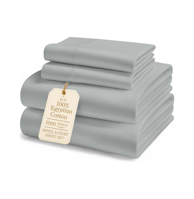 100% Egyptian Cotton Sheets Queen Size Set