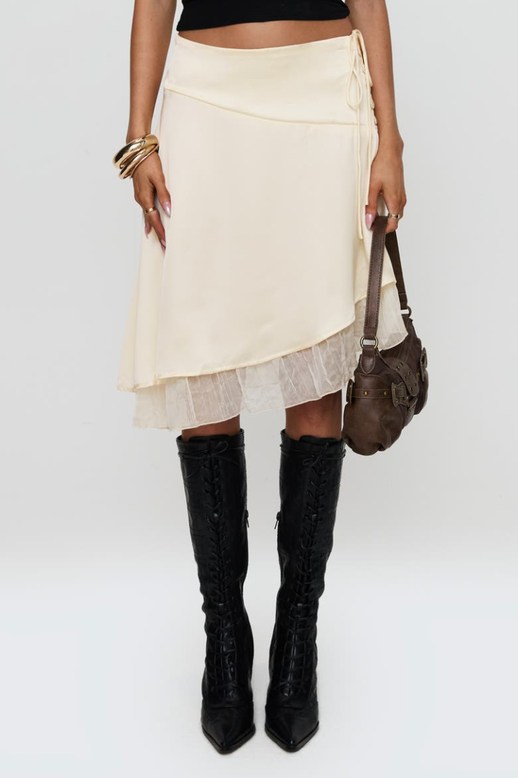 Rosemead Layered Asymmetric Satin Skirt