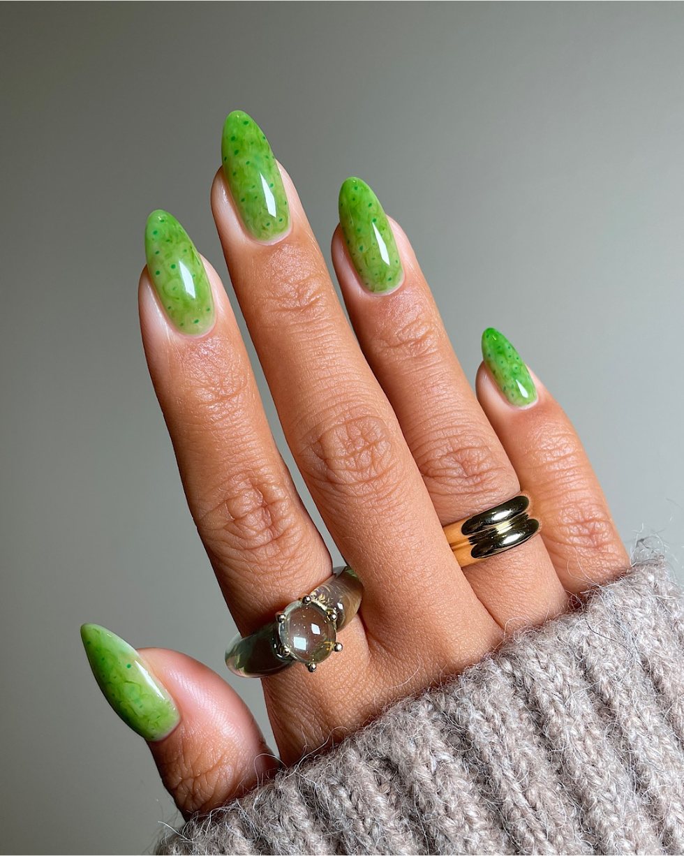 Speckled “Lucky” Green Nails