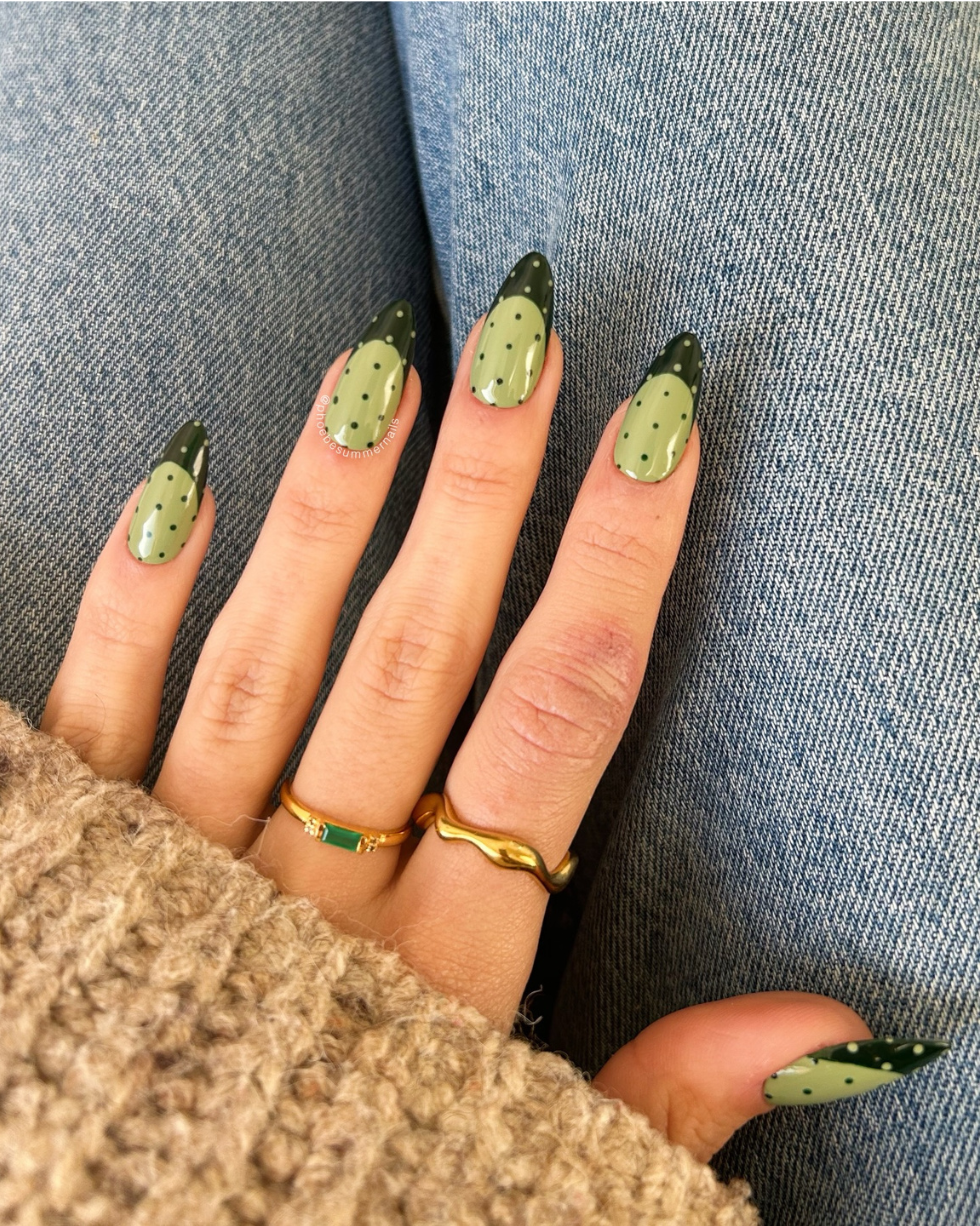 Dotted Forest French Nails