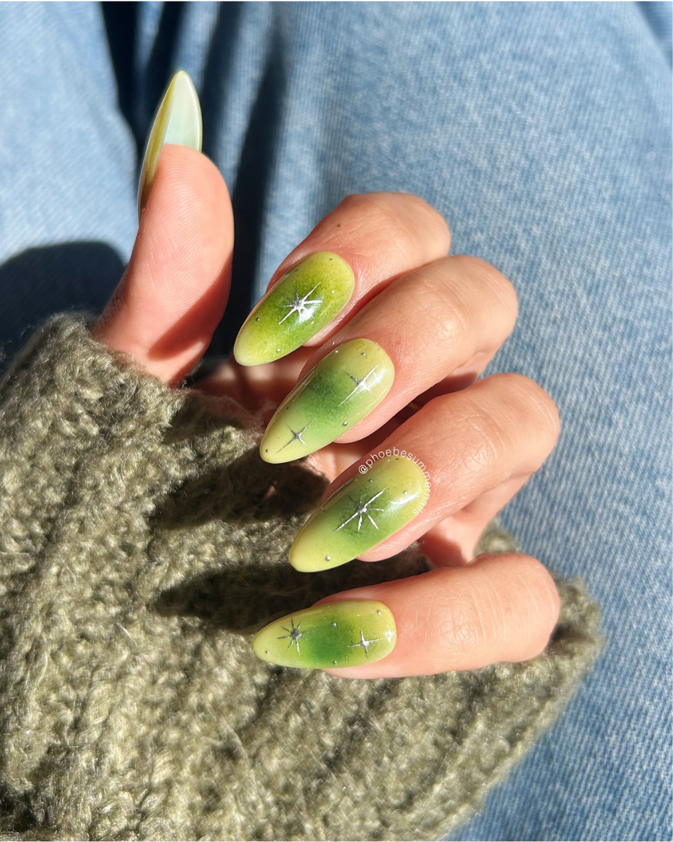 Celestial Green Ombré Nails