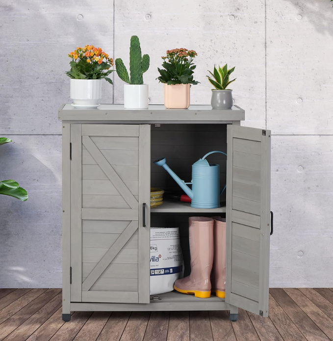Outdoor Potting Bench with Storage Cabinet