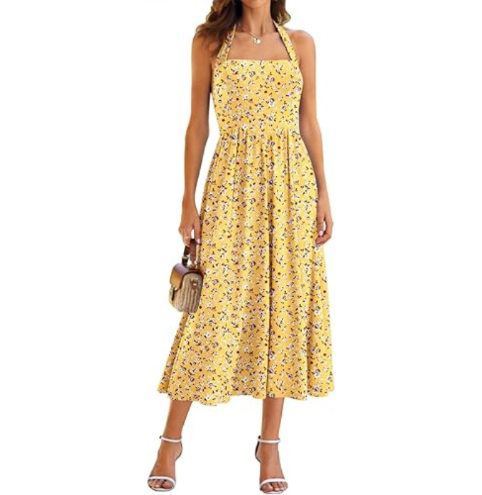 Halter Drop-Waist Midi Dress