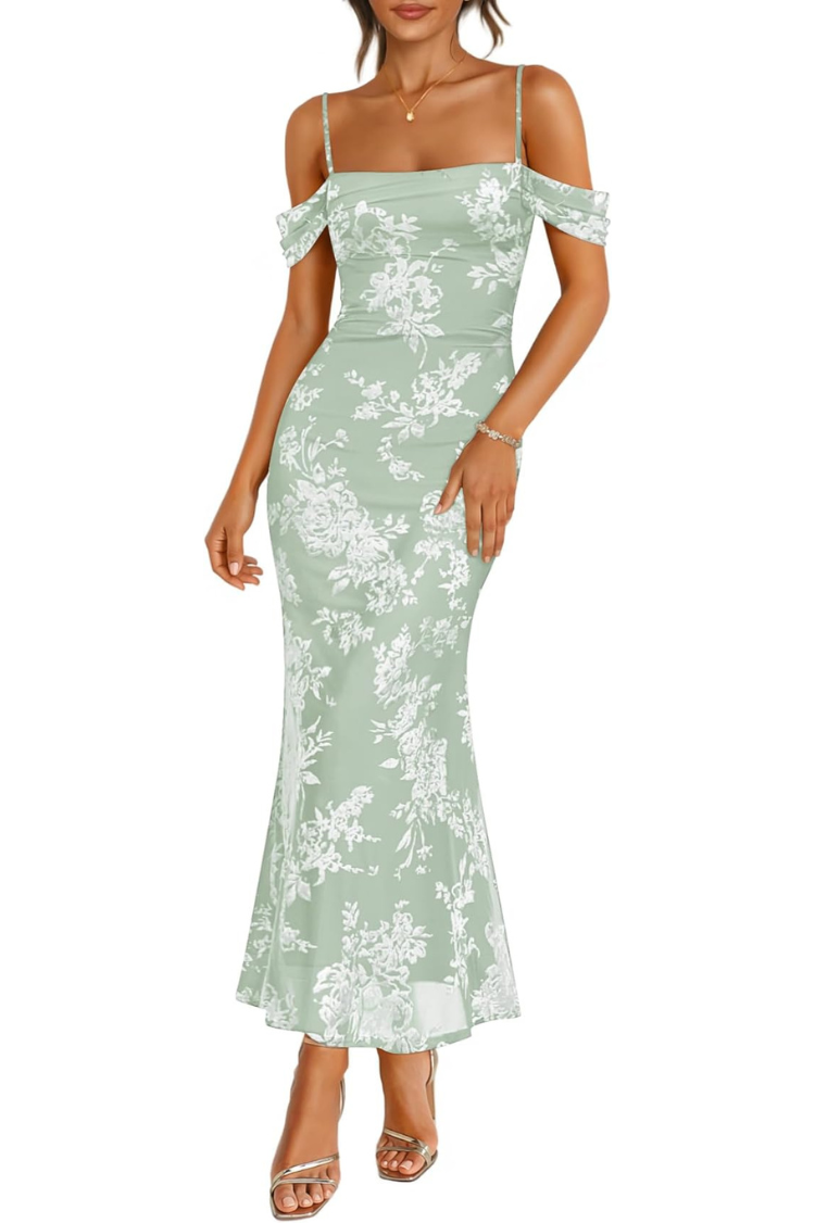 ZESICA Floral Sleeveless Bodycon Maxi Dress