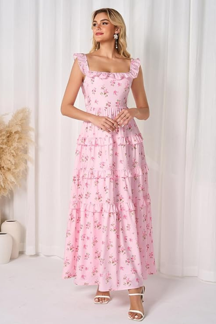 EYNMIN Summer Floral Boho Maxi Dress