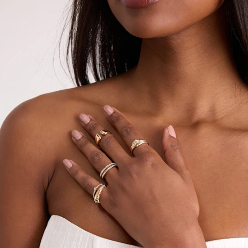 Revita Gold Rhinestone Five-Piece Ring Set