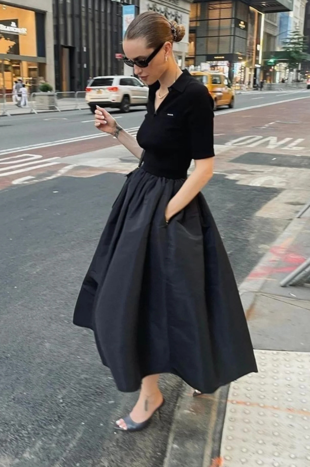 Black maxi skirt outfit