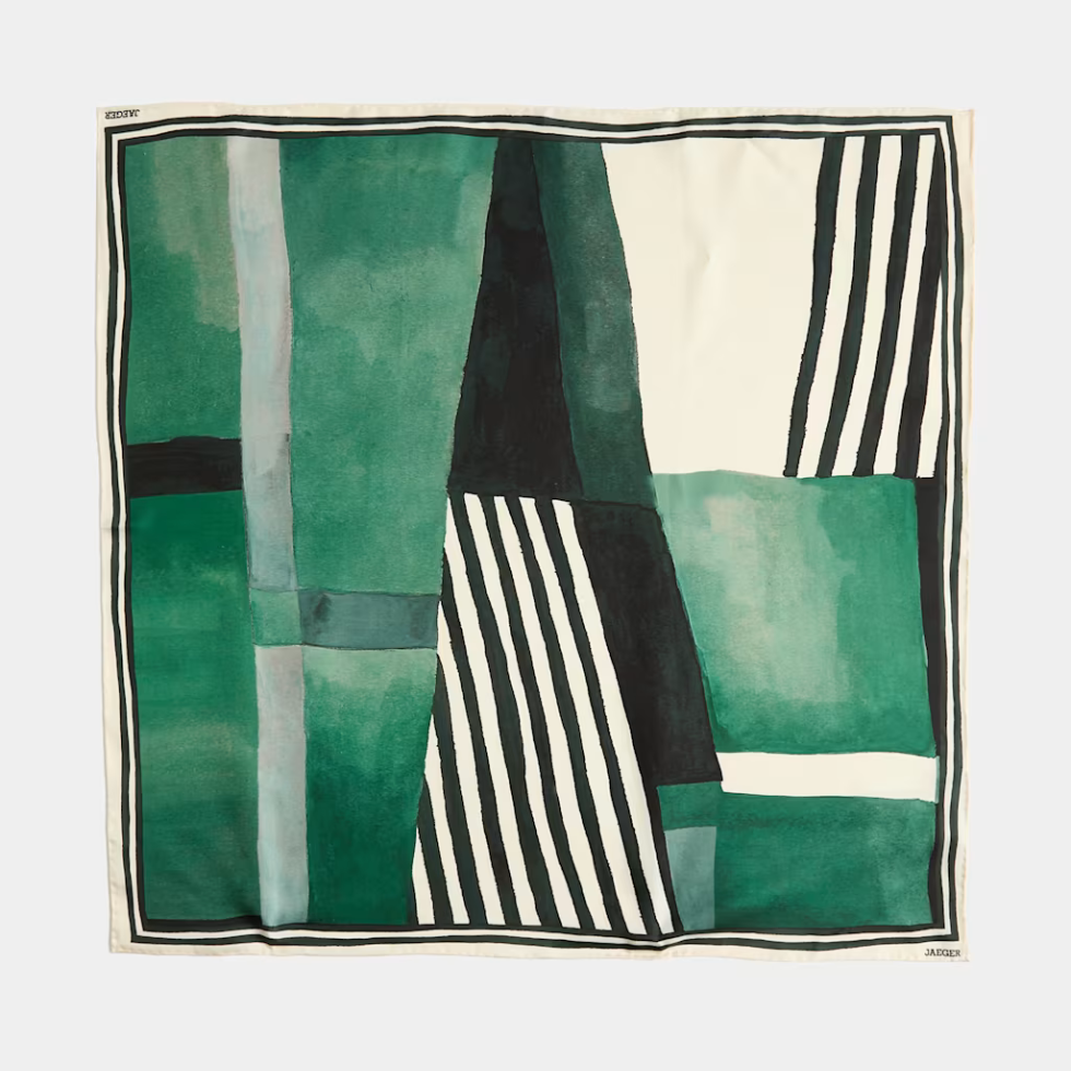 Jaeger Pure Silk Striped Scarf