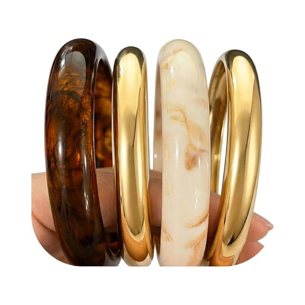 Acrylic Gold Bangle Bracelets